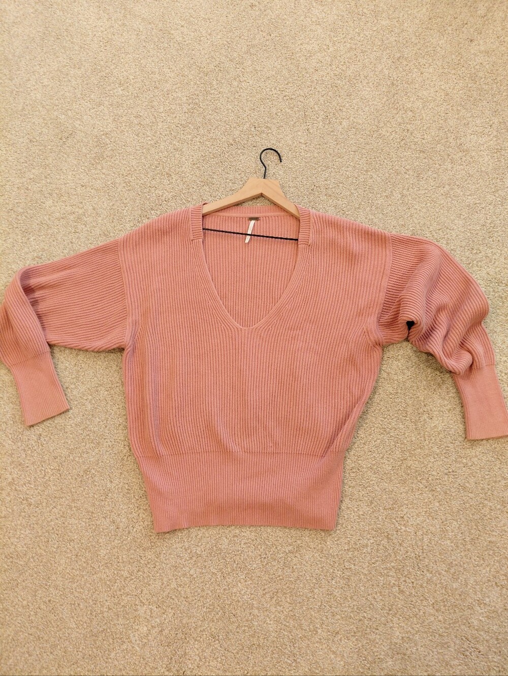 Free People Ribbed V-Neck Sweater
